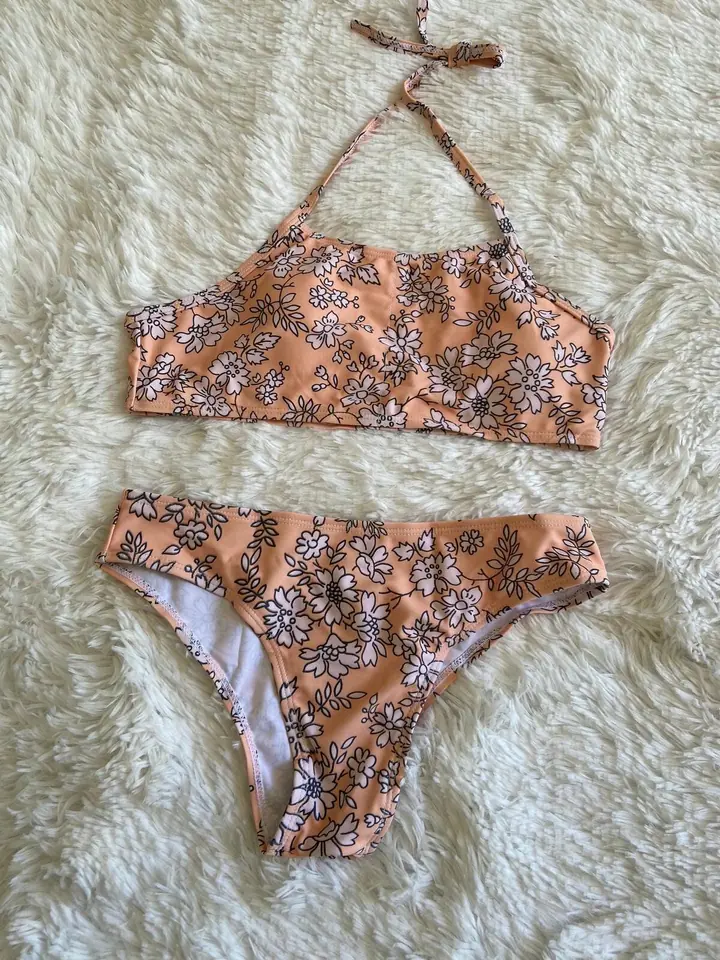 Bikini/malla naranja top floreado