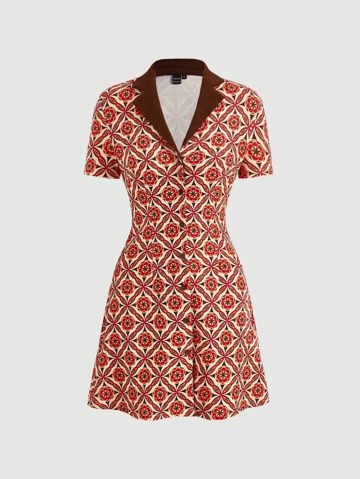 Vestido diseño tipo mandala cuello polo