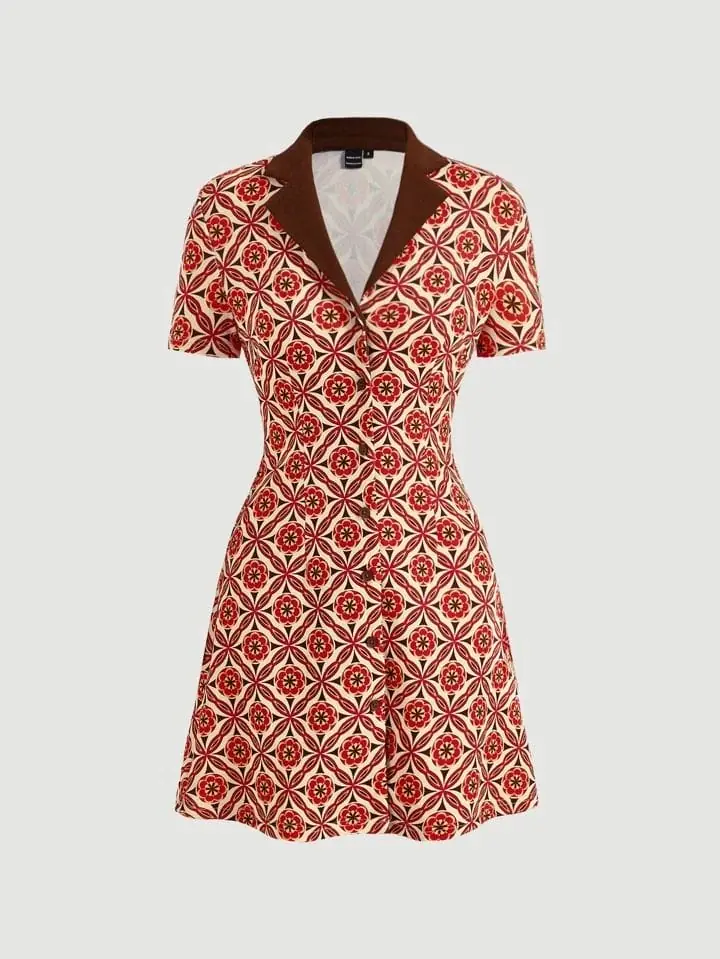 Vestido diseño tipo mandala cuello polo