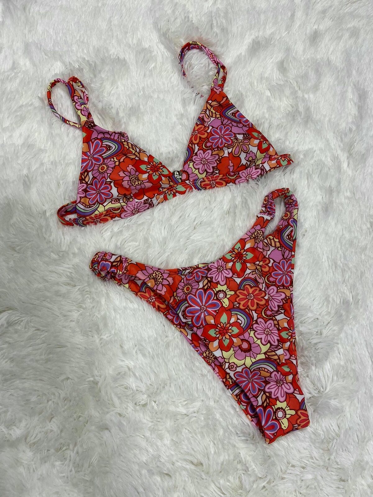 Bikini malla floreado tiro alto