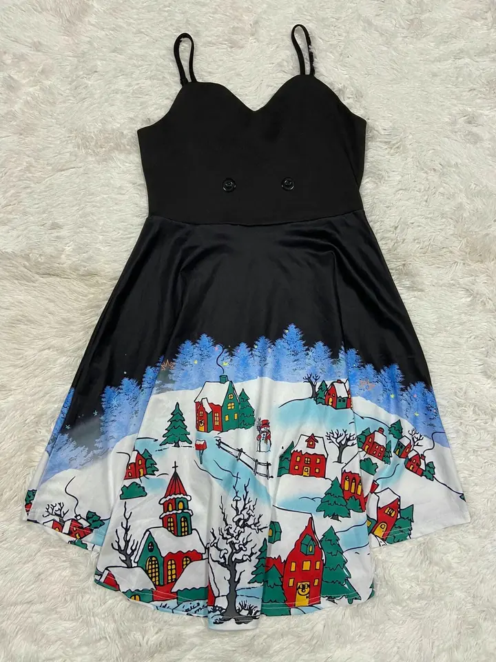 Vestido navideño negro con diseño