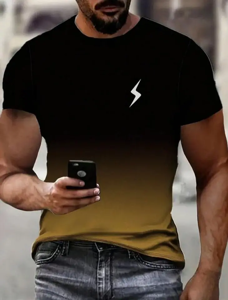 Remera negra degrade mostaza con rayo
