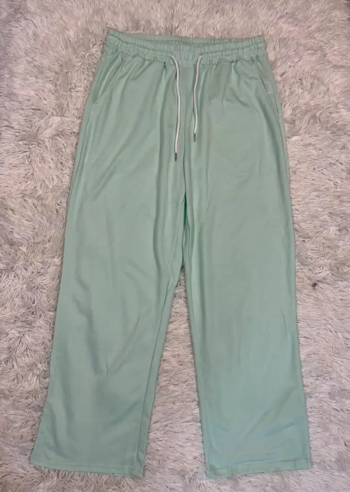 Pantalón jogger recto verde agua fino sin felpa