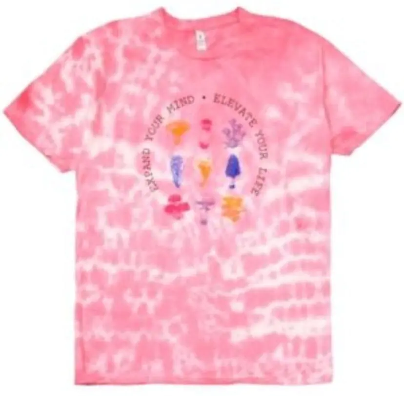 Remera tie dye rosa con hongos