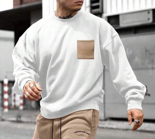 Buzo blanco bolsillo beige