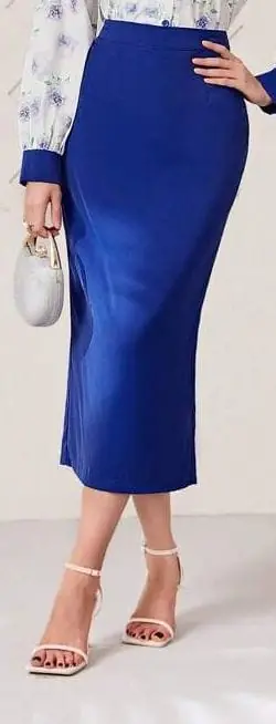 Falda larga tubo azul