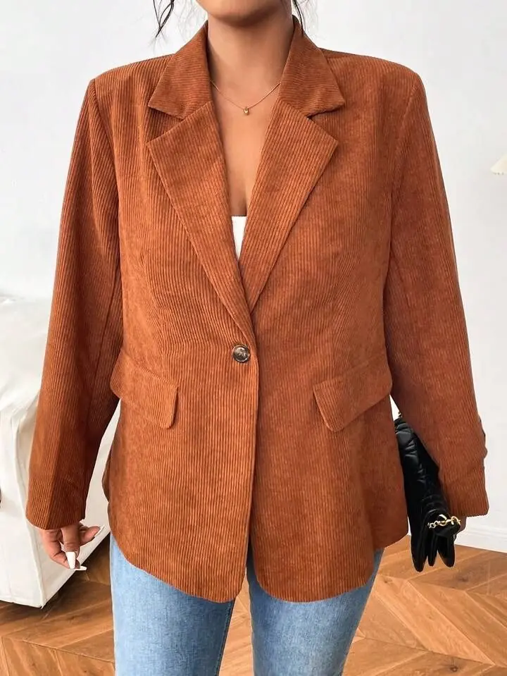 Blazer de pana terracota un botón