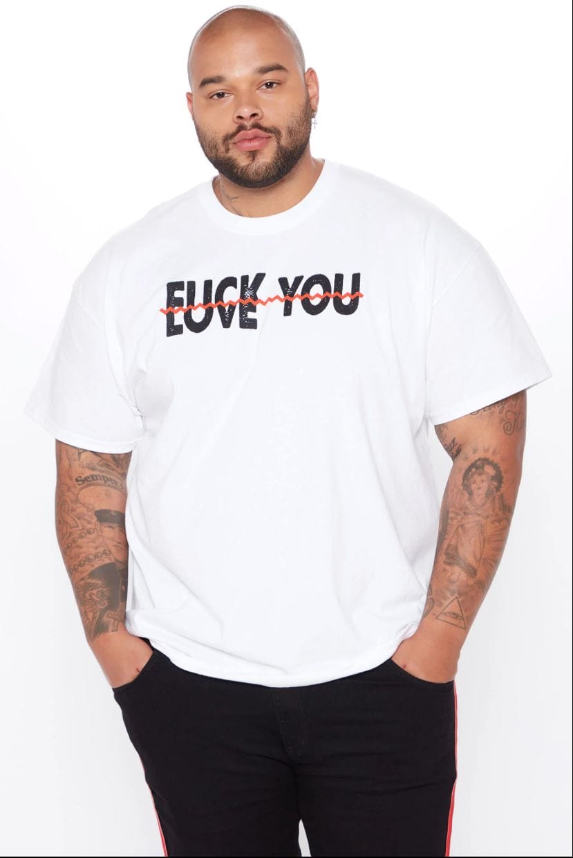 Remera blancka fuck/love you