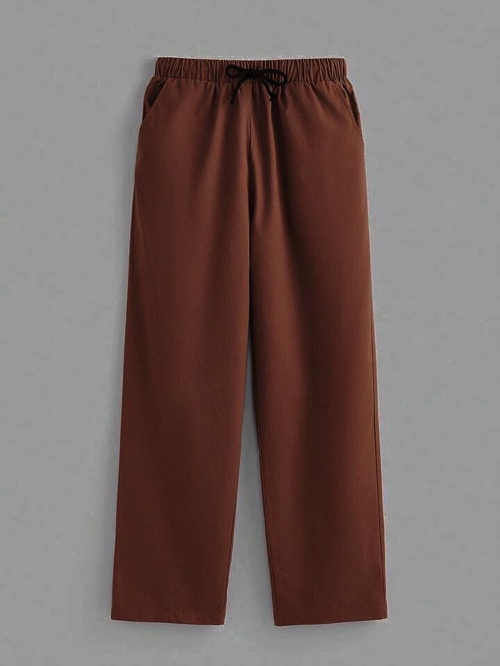 Pantalón jogger recto marrón