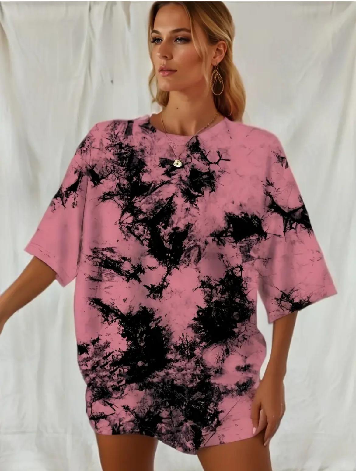 Remera rosa tie dye negro