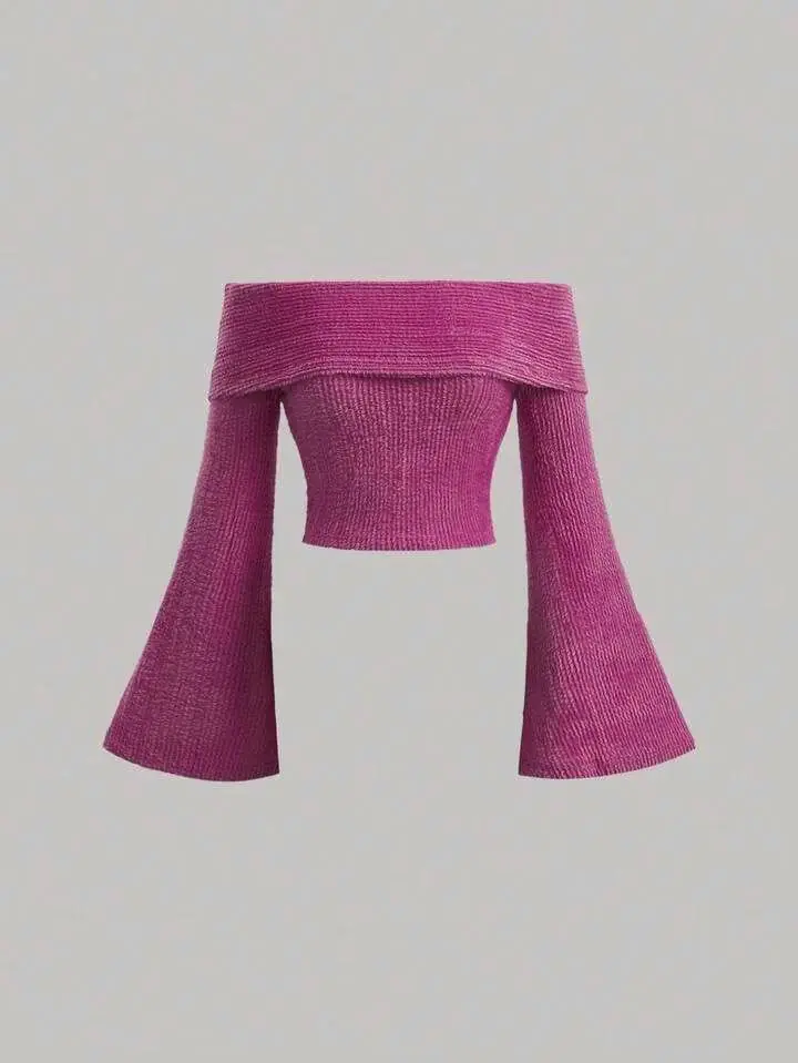 Top hombros descubiertos morado vino