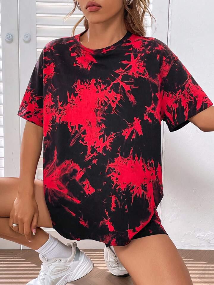 Remera negra tie dye rojo