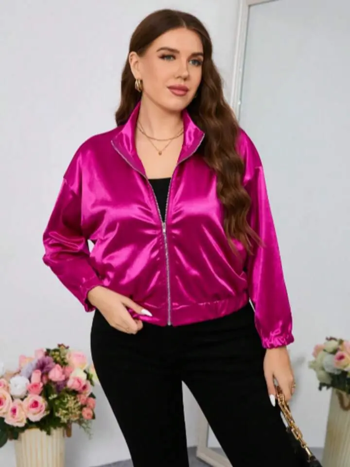 Campera fucsia satinada fina