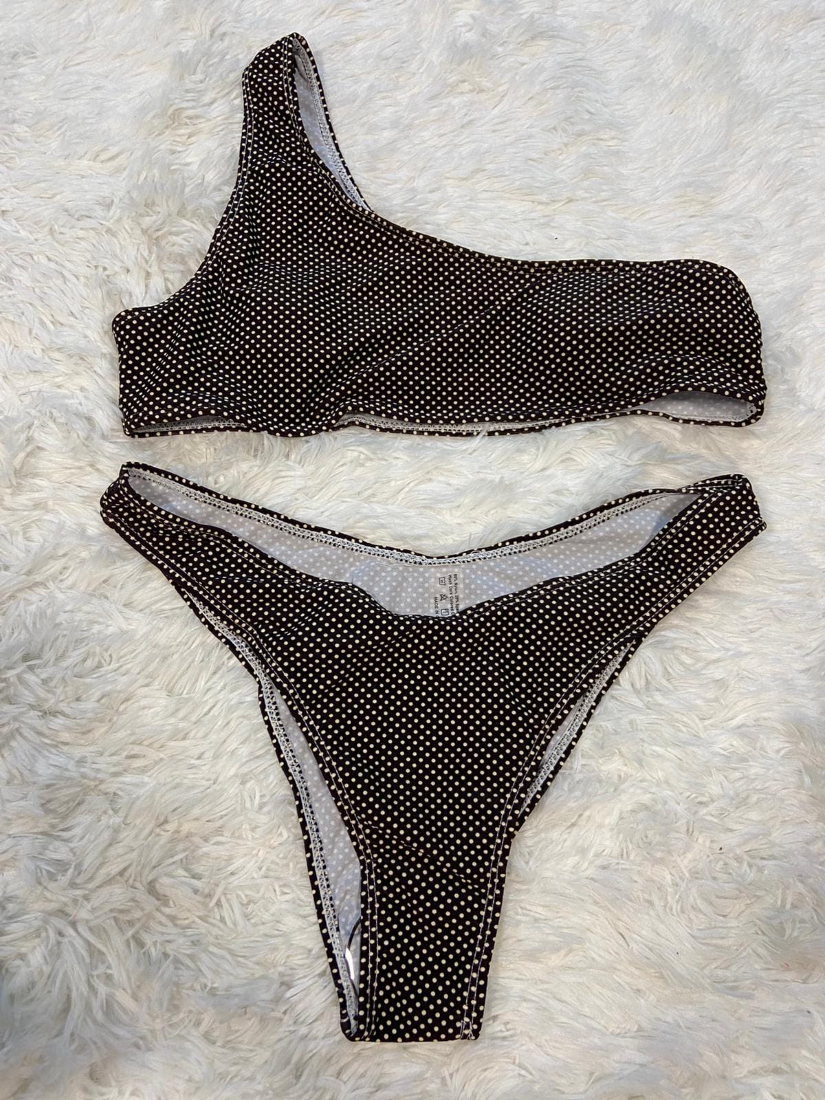 Bikini malla marrón puntos blancos