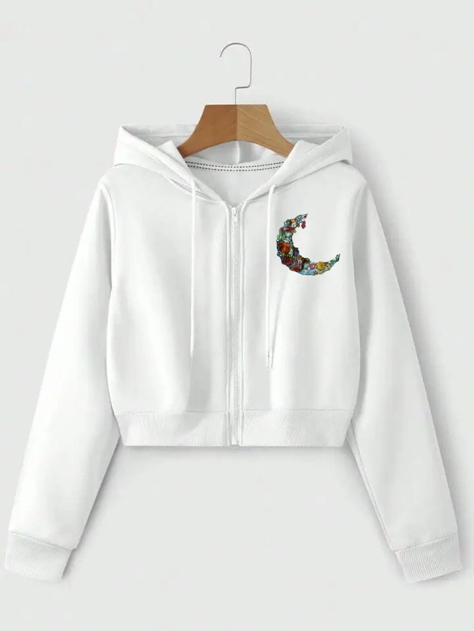Campera crop top blanca luna