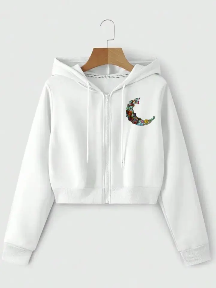 Campera crop top blanca luna