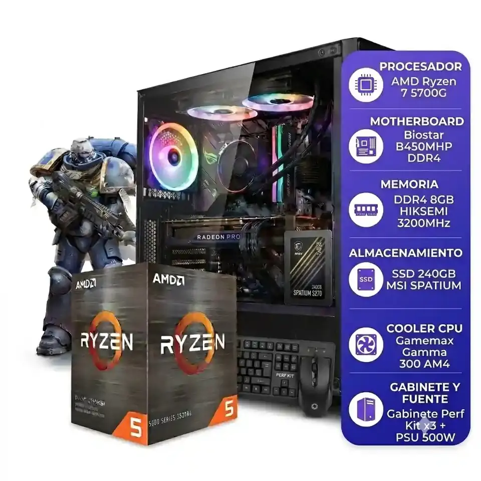 PC AMD Ryzen 7 5700G 8GB RAM SSD 240GB