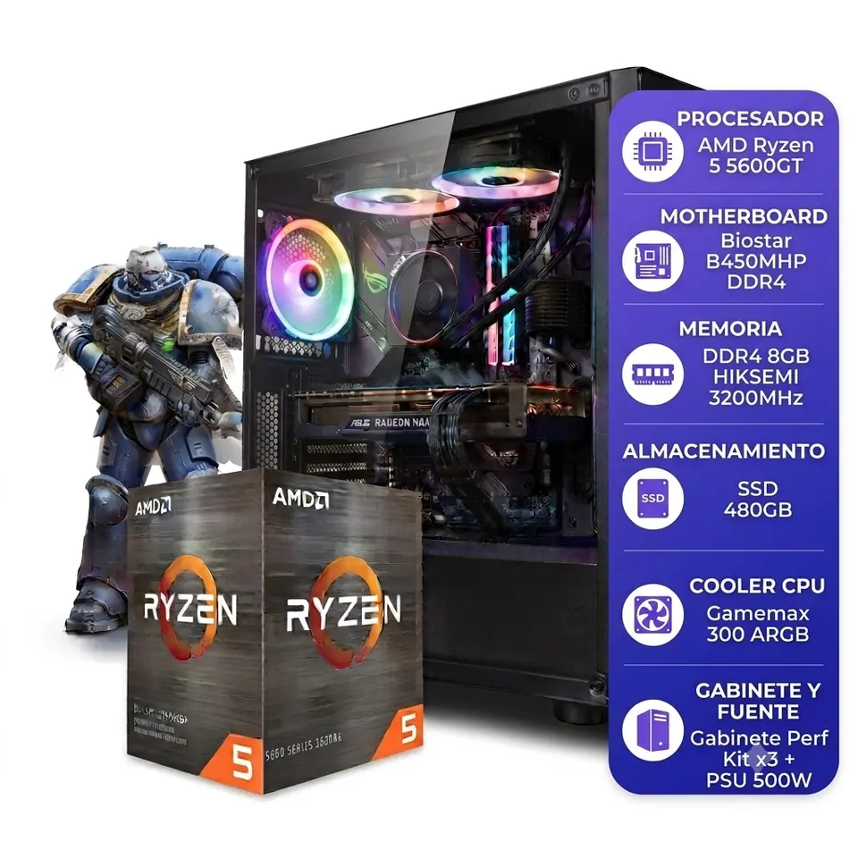 PC AMD Ryzen 5 5600GT 8GB RAM SSD 240GB WIN 11