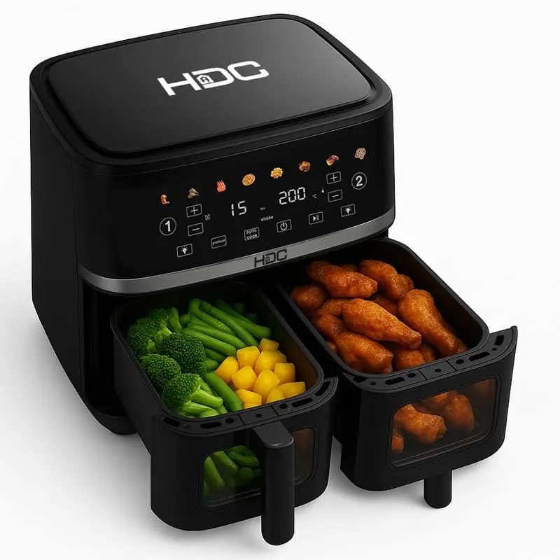 Freidora de Aire HDC HAF-SH100DB 10L 2 Canastas de 5L