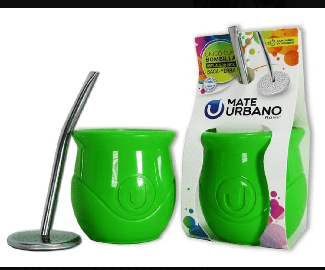 MATE URBANO CON BOMBILLA EXTRAIBLE ACERO COLORES