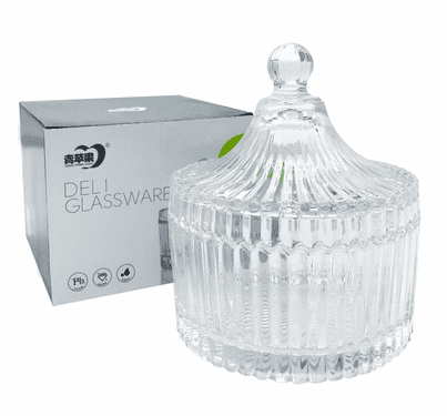CARAMELERA VIDRIO CON TAPA DECO 13 CM