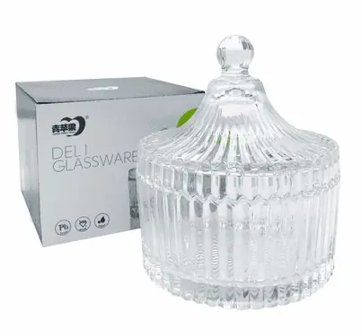 CARAMELERA VIDRIO CON TAPA DECO 13 CM