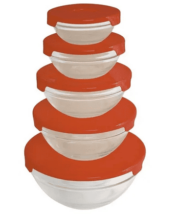 SET X 5 HERMETICOS VIDRIO CON TAPA