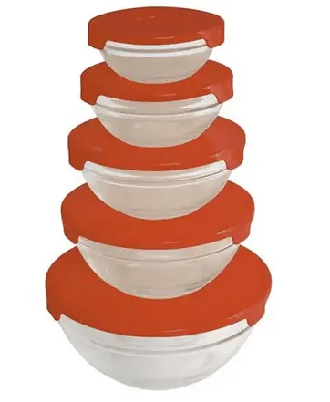 SET X 5 HERMETICOS VIDRIO CON TAPA