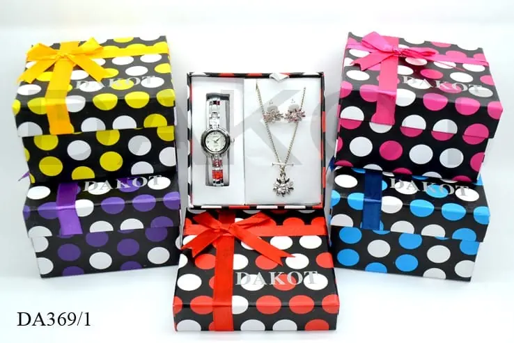 SET RELOJ DAKOT REGALO C/ COLGANTE Y C/AROS DISEÑOS Y COLORES GARANTIA