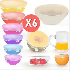 TAPAS SILICONA X 6 ELASTICAS AJUSTABLES REUTILIZABLES