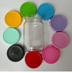 FRASCO VIDRIO CON TAPA 360CC COLORES