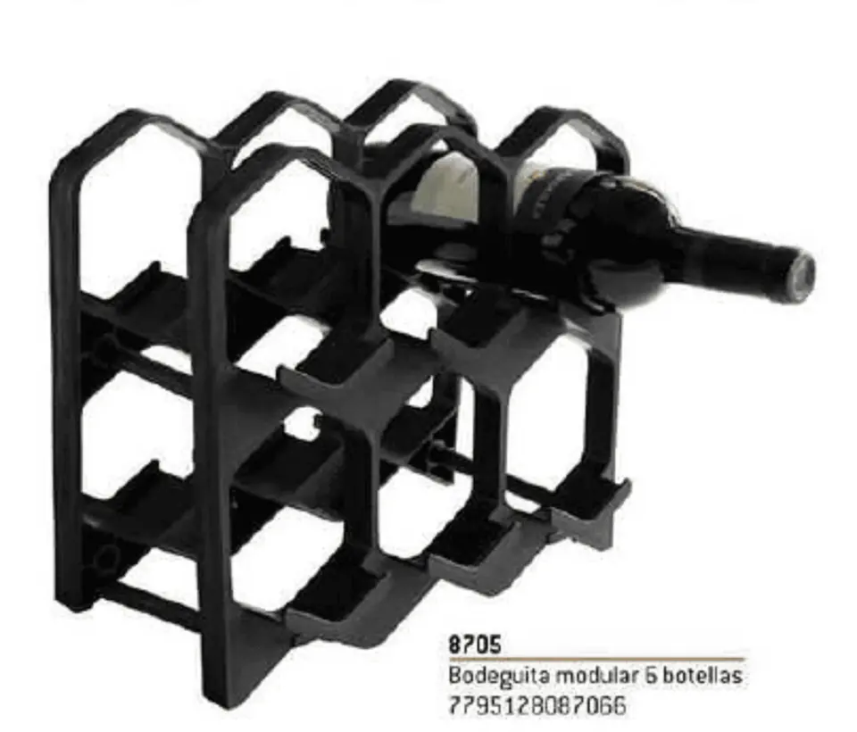BODEGA PLASTICO MODULAR 6 BOTELLAS