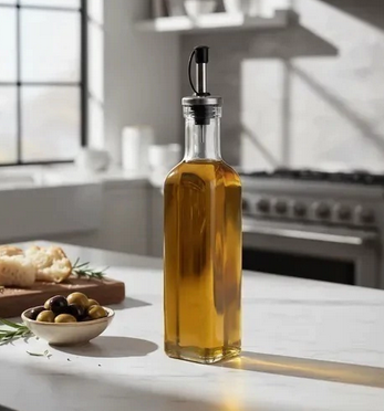 ACEITERA BOTELLA VIDRIO 250 ml ACEITE/VINAGRE CON PICO ACERO