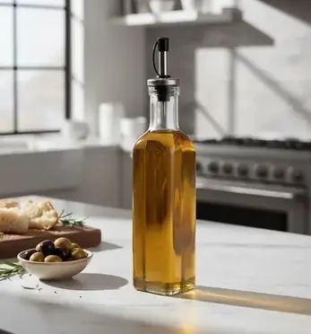 ACEITERA BOTELLA VIDRIO 500 ml ACEITE/VINAGRE CON PICO ACERO