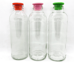 BOTELLA VIDRIO 1/2 LITRO CON TAPA COLORES