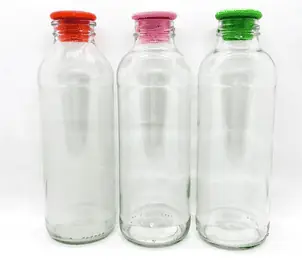BOTELLA VIDRIO 1/2 LITRO CON TAPA COLORES