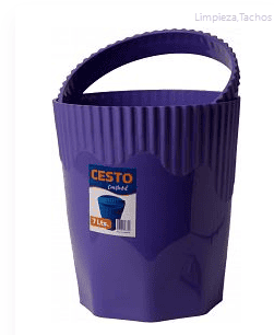 CESTO BASURA PLASTICO CON ANILLO 27 CM COLORES
