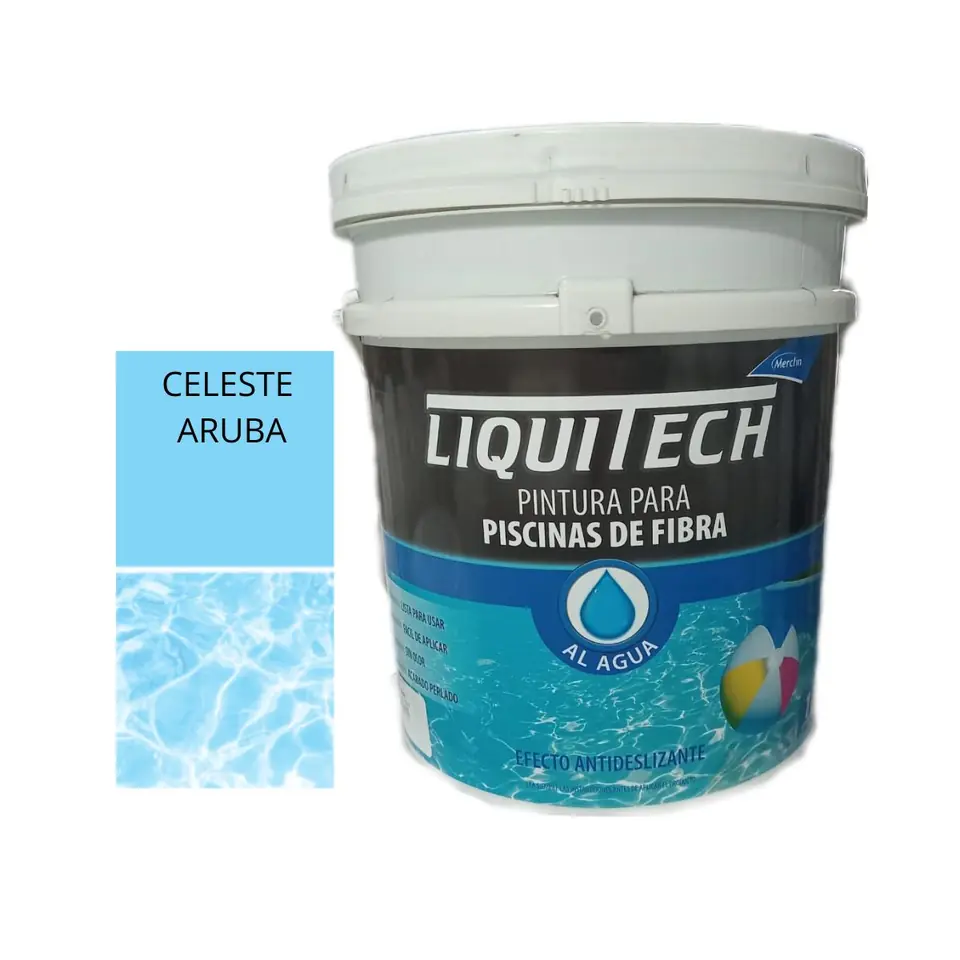 LIQUITECH PINTURA PARA PISCINA DE FIBRA BASE AGUA X 10LT. COLOR CELESTE ARUBA