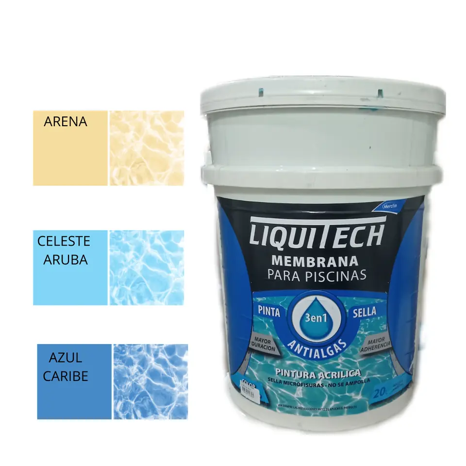 LIQUITECH MEMBRANA PARA PISCINAS x 20LT (Color Arena, Celeste Aruba, Azul Caribe)