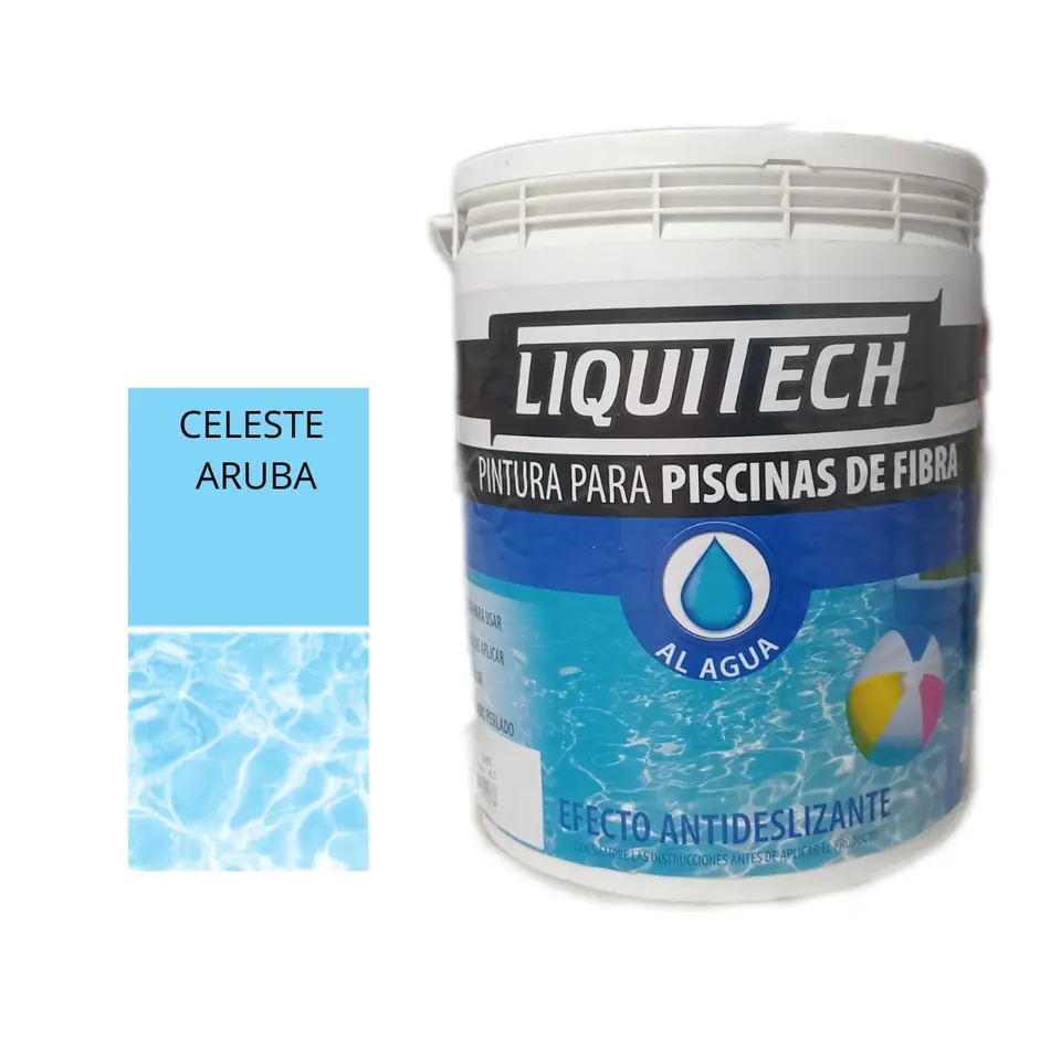 LIQUITECH PINTURA PARA PISCINA DE FIBRA BASE AGUA X 4LT. COLOR CELESTE ARUBA