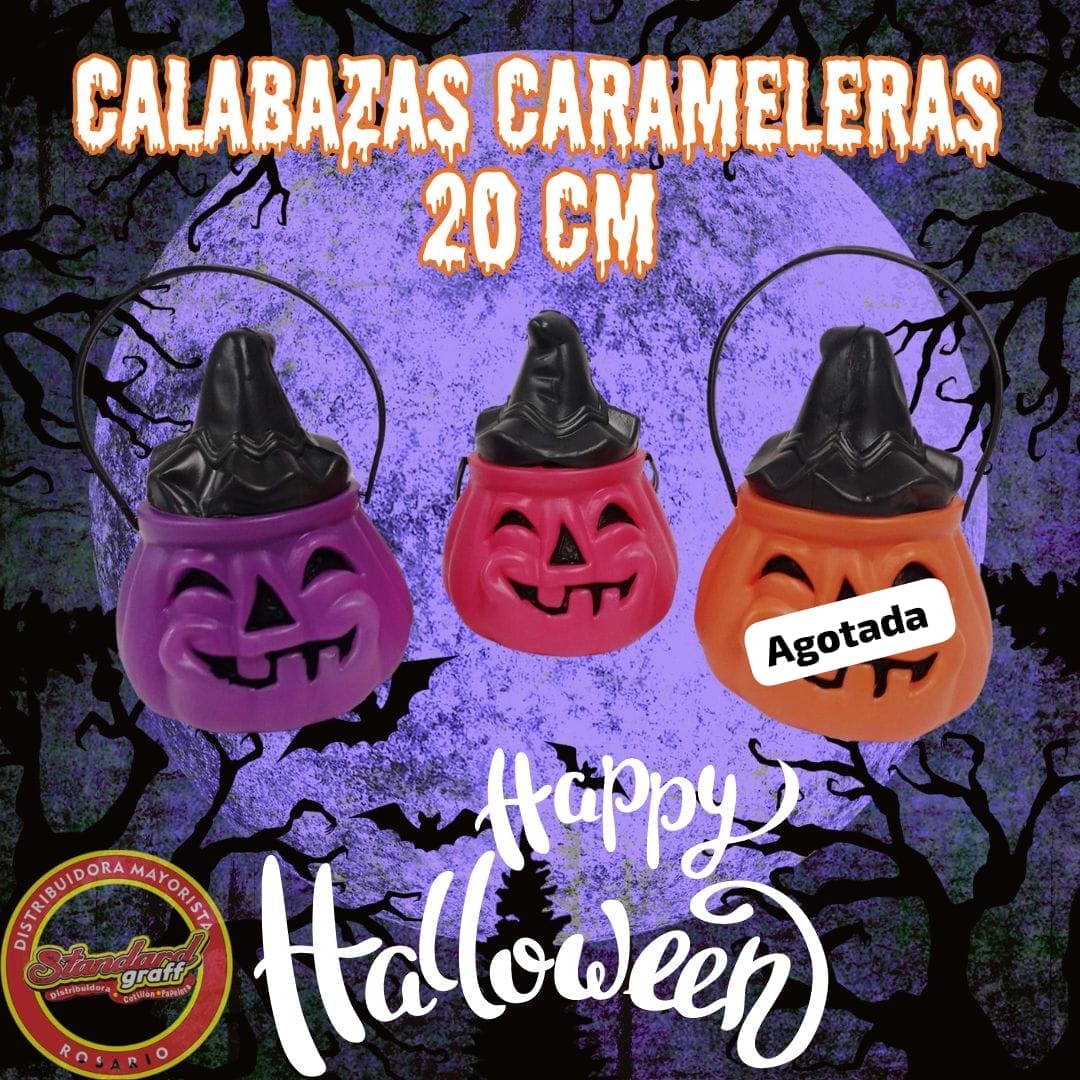 Calabaza Caramelera 20cm Halloween x1 Fucsia