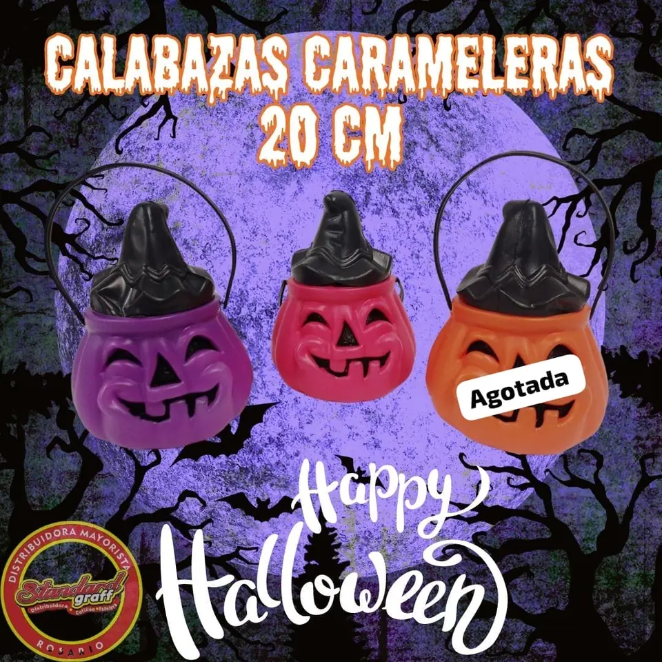 Calabaza Caramelera 20cm Halloween x1 Fucsia