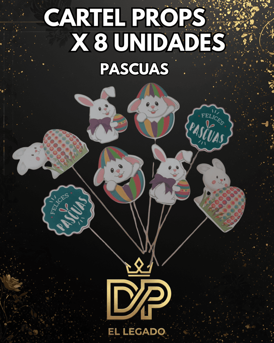 Carteles props x8 unidades - Pascuas