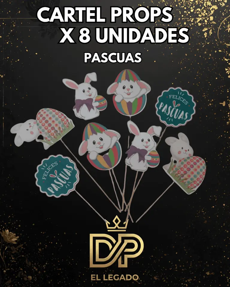 Carteles props x8 unidades - Pascuas