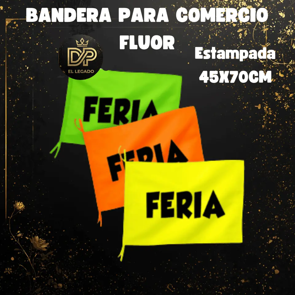 Bandera flùor para comercio estampada 45x70cm (Feria)