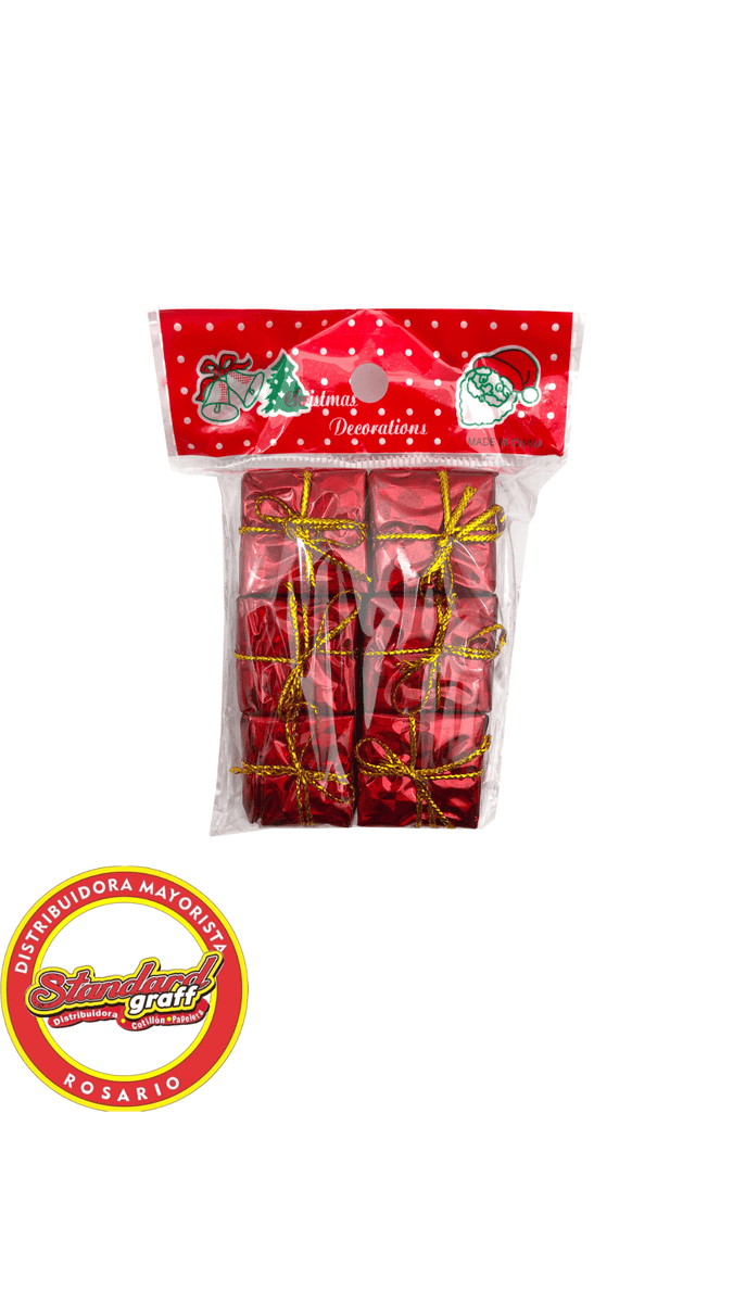 Adorno navideño regalos rojos x 6 unidades