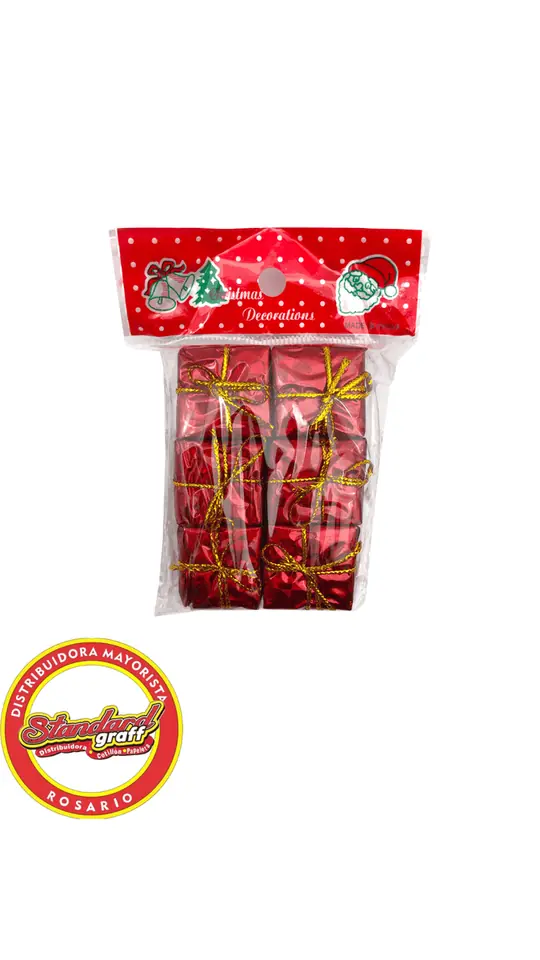 Adorno navideño regalos rojos x 6 unidades