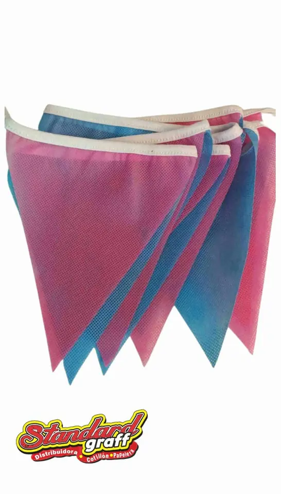 Banderín de friselina celeste y rosa x 3 m