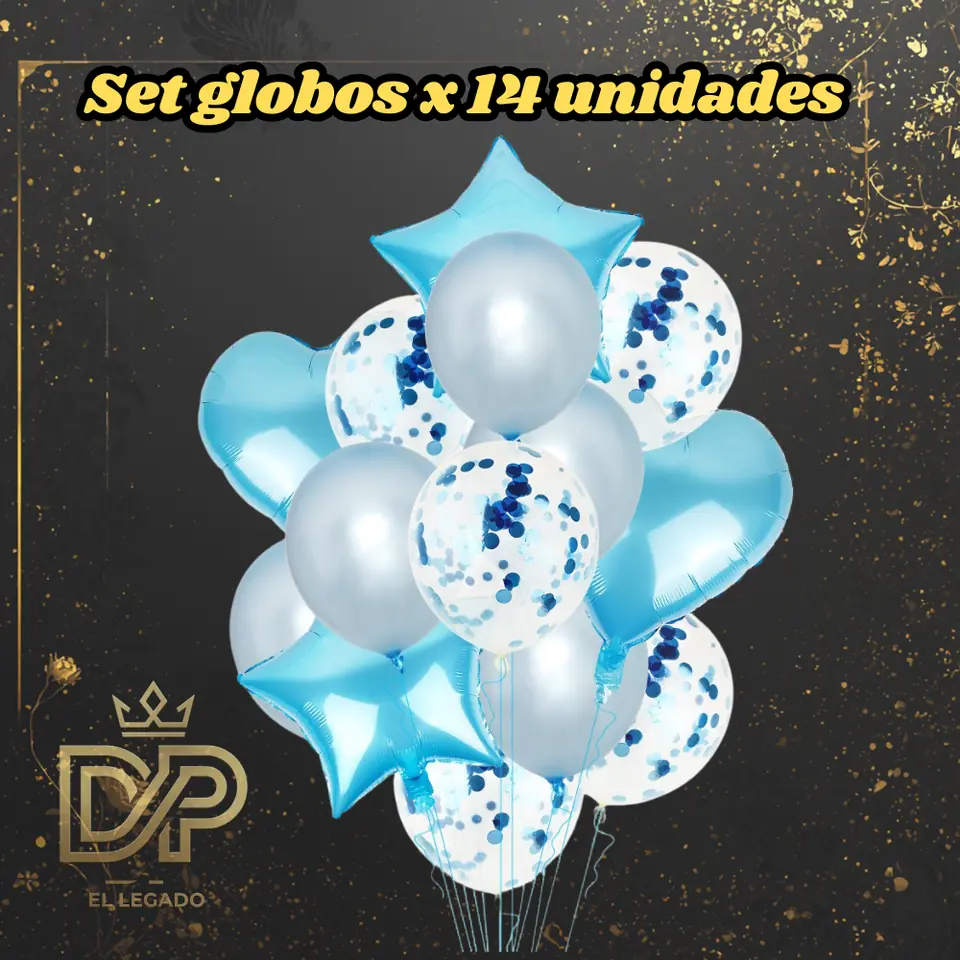 Set globos 14 unidades x1 Celeste