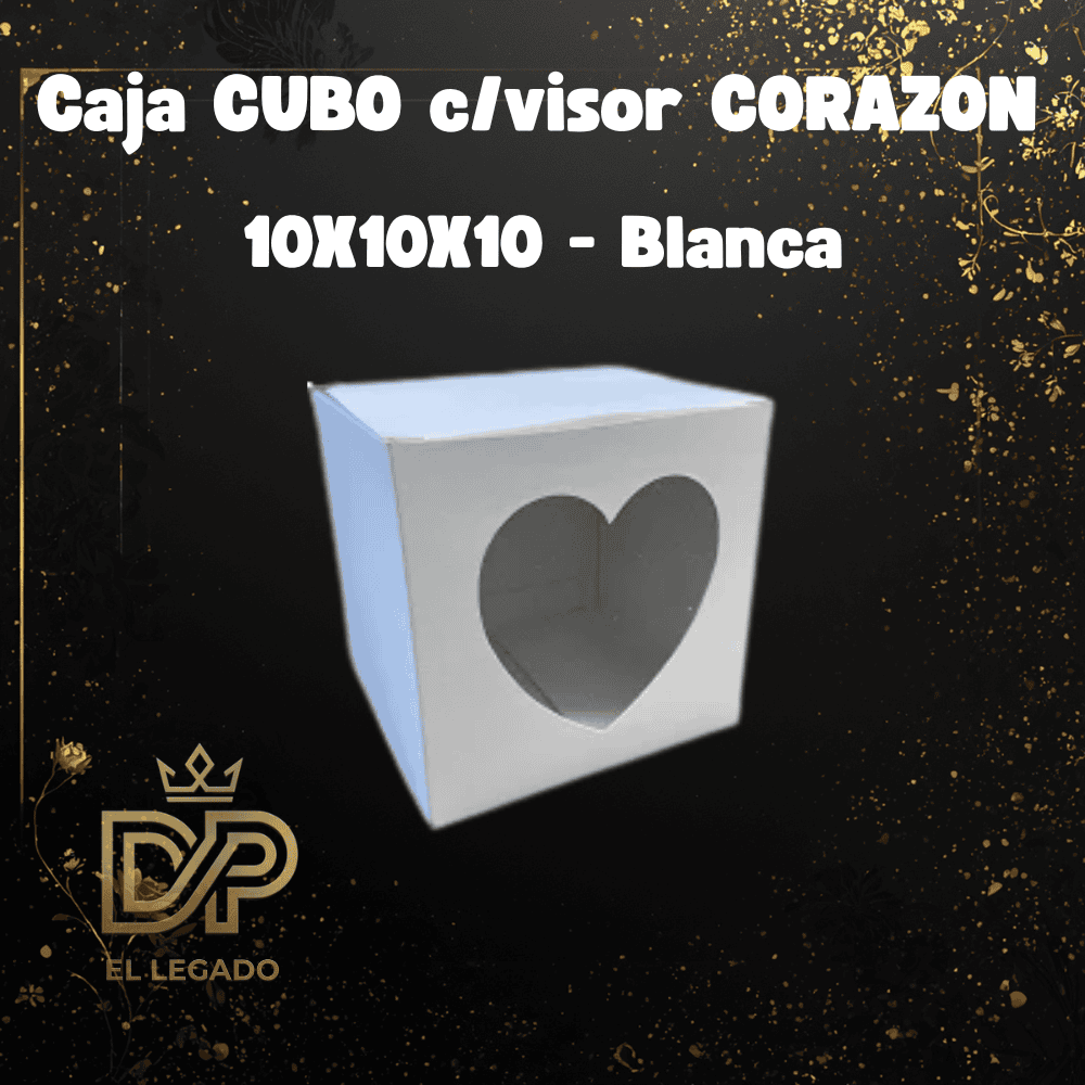 Caja blanca con visor corazòn 10x10x10 - x5